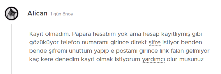 Papara'da Hesap Oluşturamıyorum