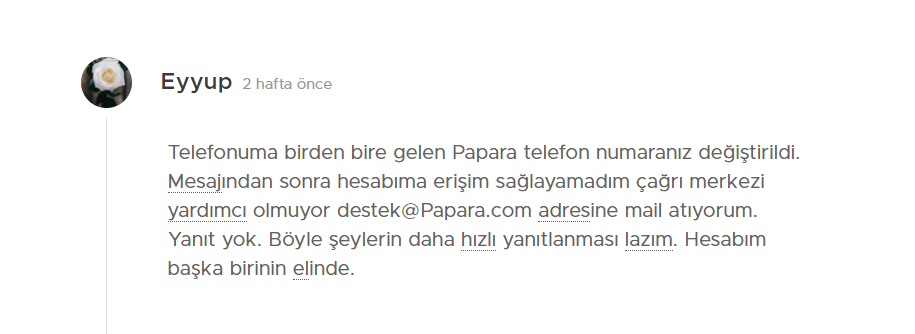 Papara telefon Numaranız Değiştirildi Mesajı!